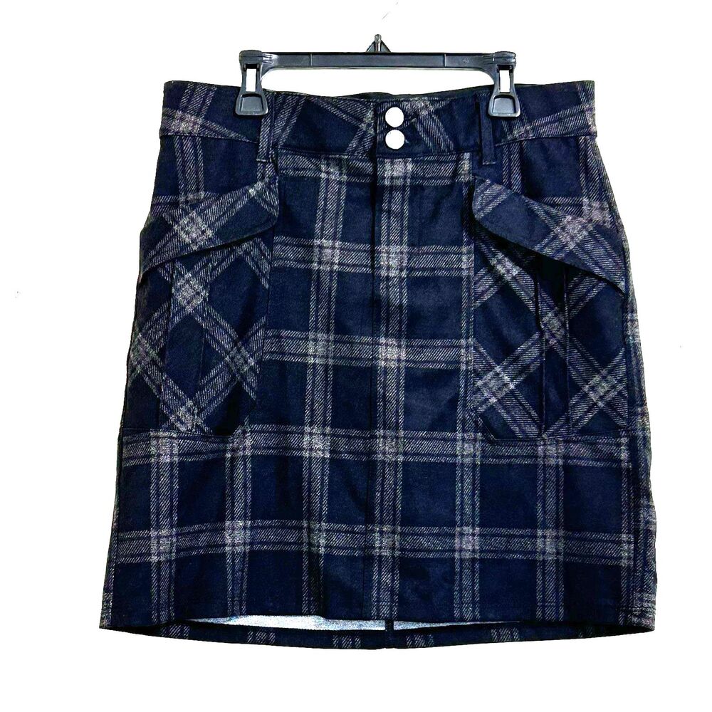 Democracy Women's Mini Skirt Size 4 Ab Solution Ponte Plaid Pocket Front Stretch